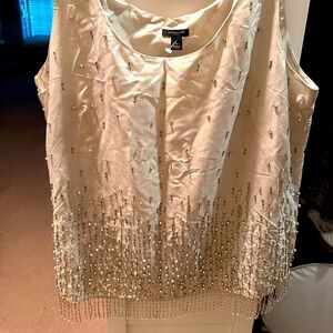 NEVER WORN! GORGEOUS ANN TAYLOR BEADED SILVER TOP SZ 12